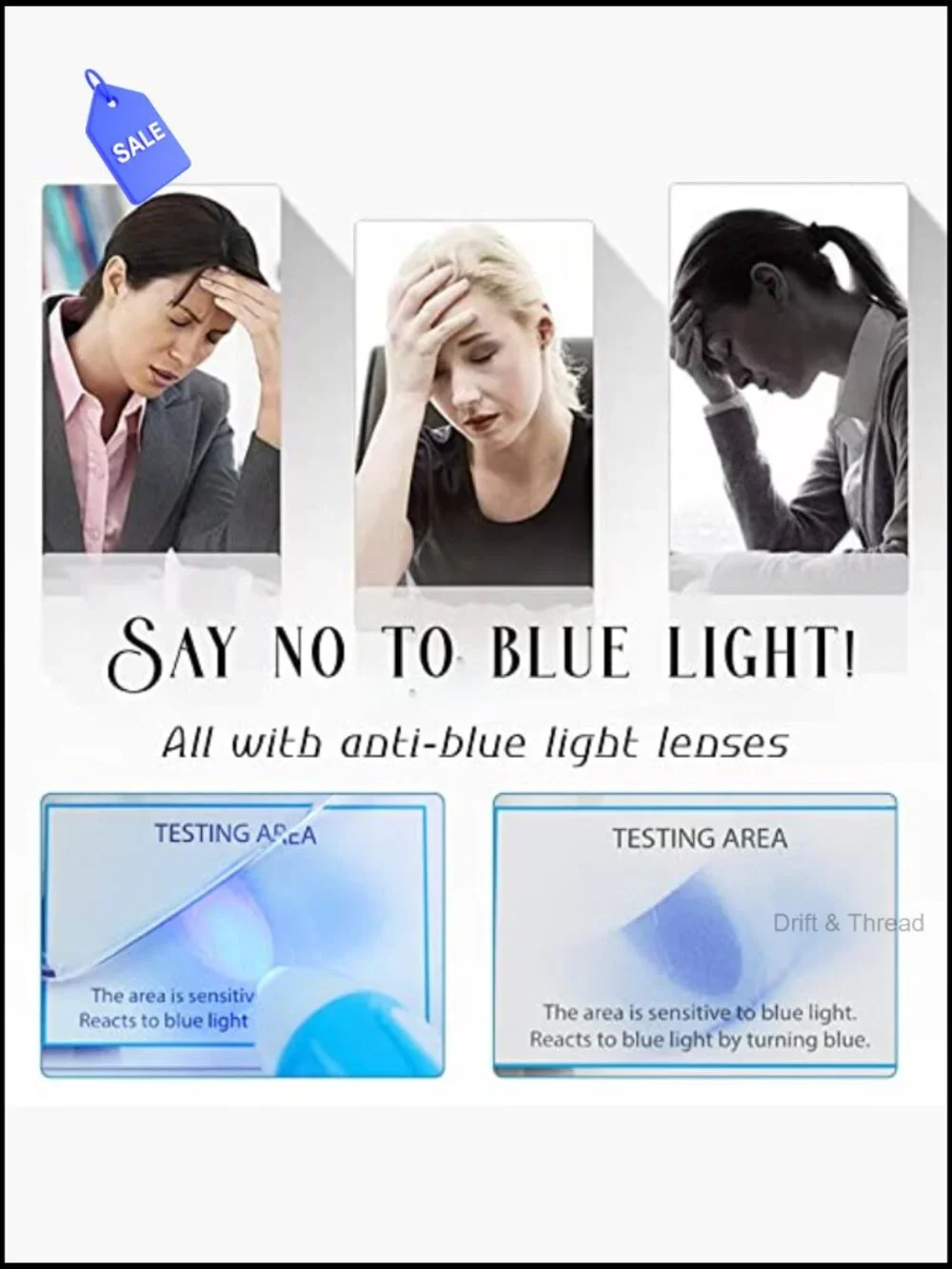 3 Pairs Blue Block Reading Glasses +2.5 Rectangular Frame Men Women Computer